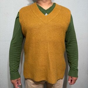 Halogen Men Brown V-Neck‎ Sleeveless Vest Sweater Size 1 / XL